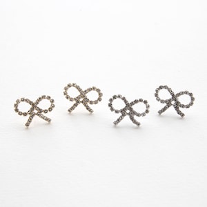 2pcs/10pcs Rhinestone Ribbon Earring Posts, 925 Sterling Silver Pin,Nickel Free Earring Stud [P69]