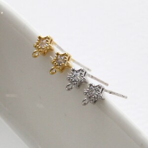 CZ Tiny Star Earring Posts: 925 Sterling Silver Pin, Nickel-Free(2/6pcs)