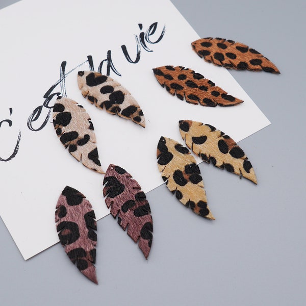 4pcs/10pcs Leopard Print Faux Fur Fallen Leaves Charm, Animal Print Earring Pendent [C194]