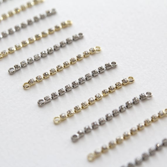 Rhinestone Chain Connector, Earring Parts, Cubic Earring Supplies 4pcs