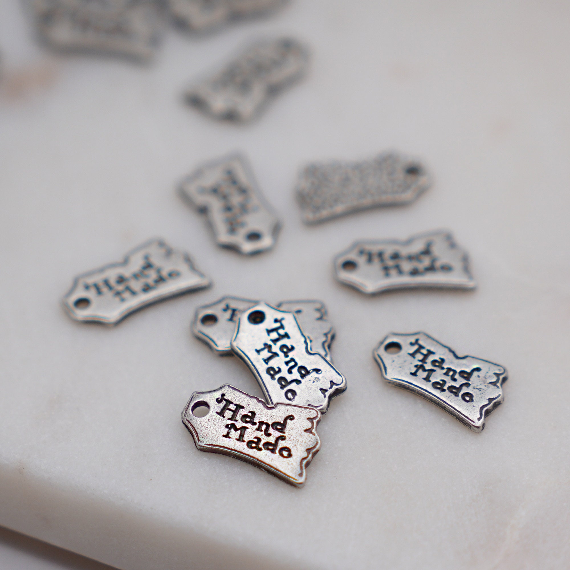 Antique Silver Plated Tag Charms: Brass Jewelry Labels 10pcs - Etsy