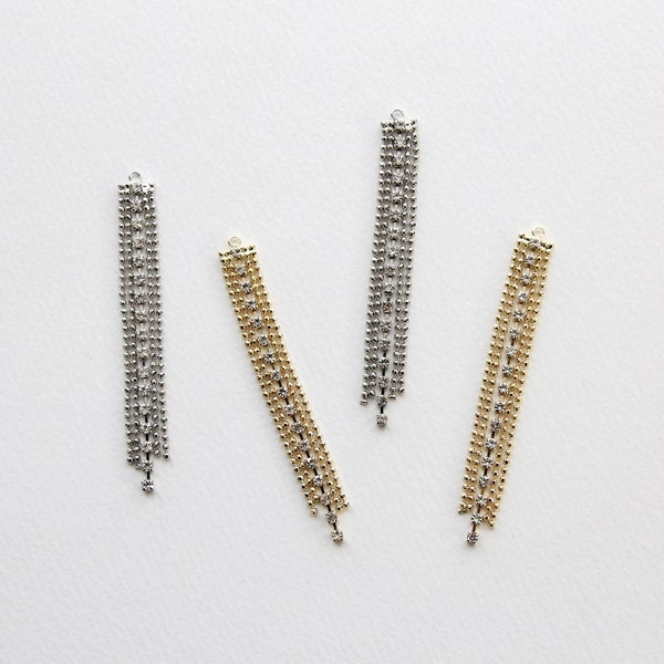 4pcs/10pcs  Rhinestone Tassel Nickel-Free Plated, Earring Parts, Earring Drops Charm, Chain Earring Tassel,Eariing Making [C87]