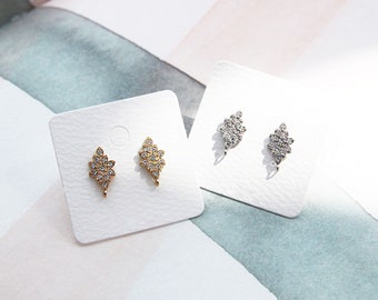 Rhombus Cubic Zirconia  Earring Posts, 925 Sterling Silver Pin, Earring Stud 2pcs/10pcs