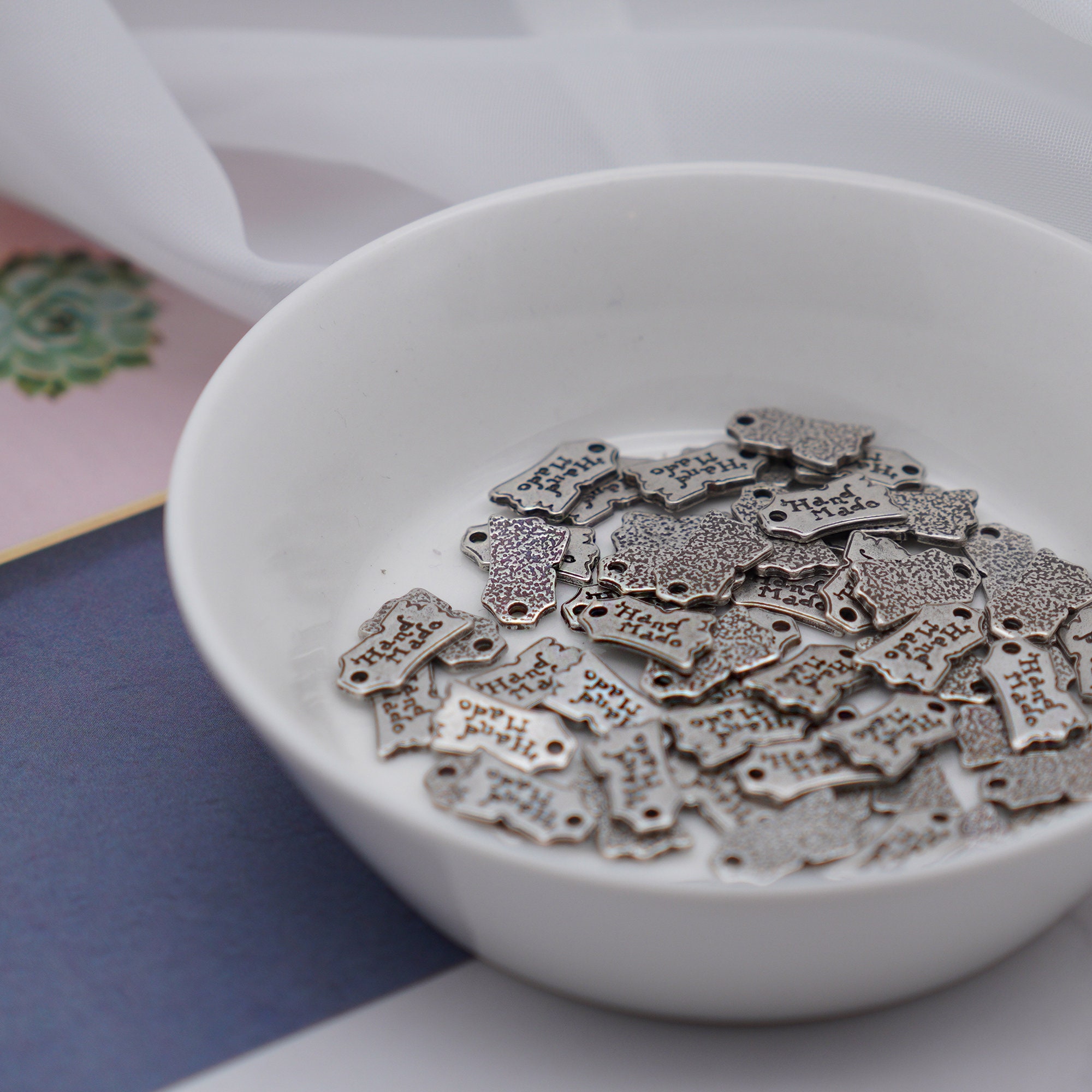 Antique Silver Plated Tag Charms: Brass Jewelry Labels 10pcs - Etsy