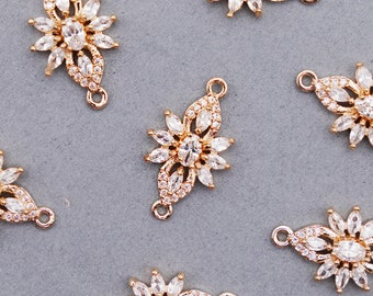 CZ Wedding  Jewelry  Connector Charm, KC Gold Plated , Earring Making (2/10pcs)