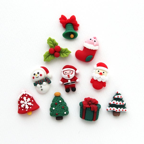 4pcs Christmas Polymer Clay Embellishment, Christmas Tree Socks Snowman Rudolph, Jewelry Earring Making [C91]