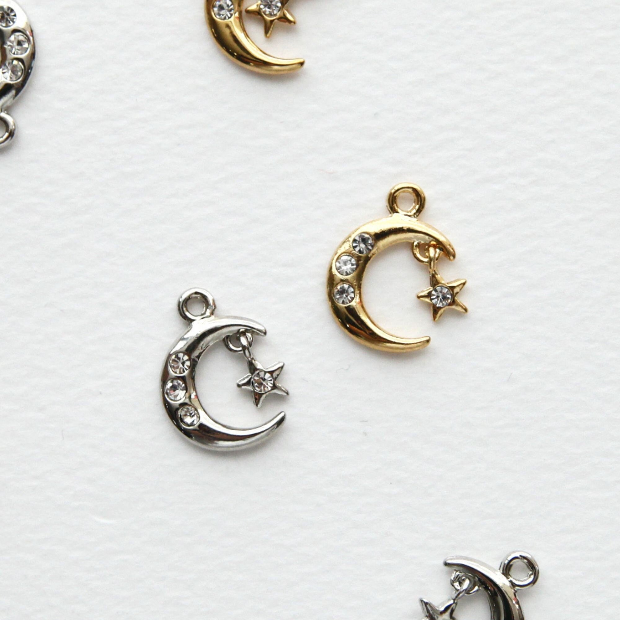 2pcs/10pcs Starry Moon Charms, Jewelry Supplies, Earring Making [C234]