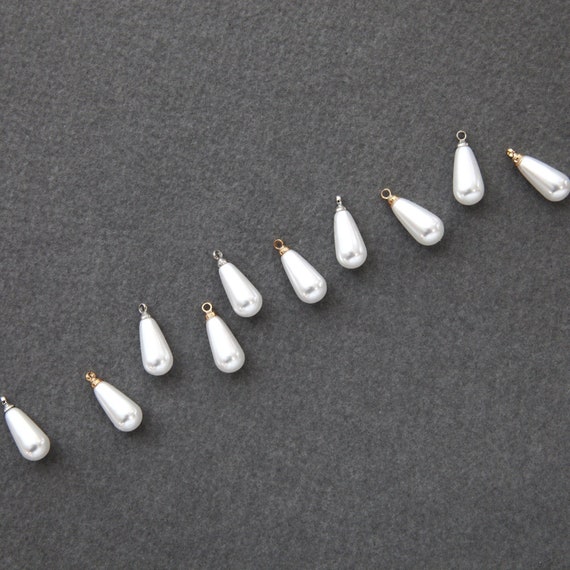 Tear Drop Artificial Pearl Charms, Craft Supplies, jewelry Earring Charm (4/10pcs)