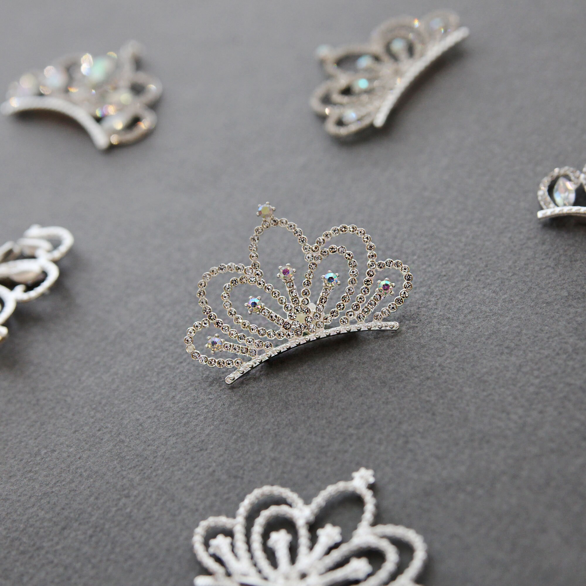 Rhinestone Princess Tiara Embellishment, Flat Back Crown, Kids Hair Bow ...