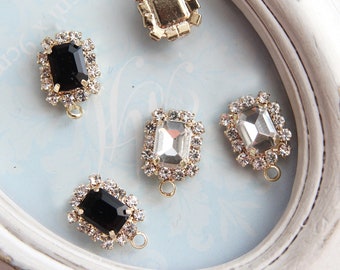 4pcs Square Rhinestone Charm, Crystal Square Charm, Cubic Earring Charm [C66]