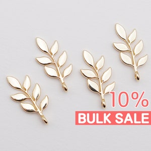 Gold Plated Olive Branch Charms: Jewelry Making Supplies 100pcs