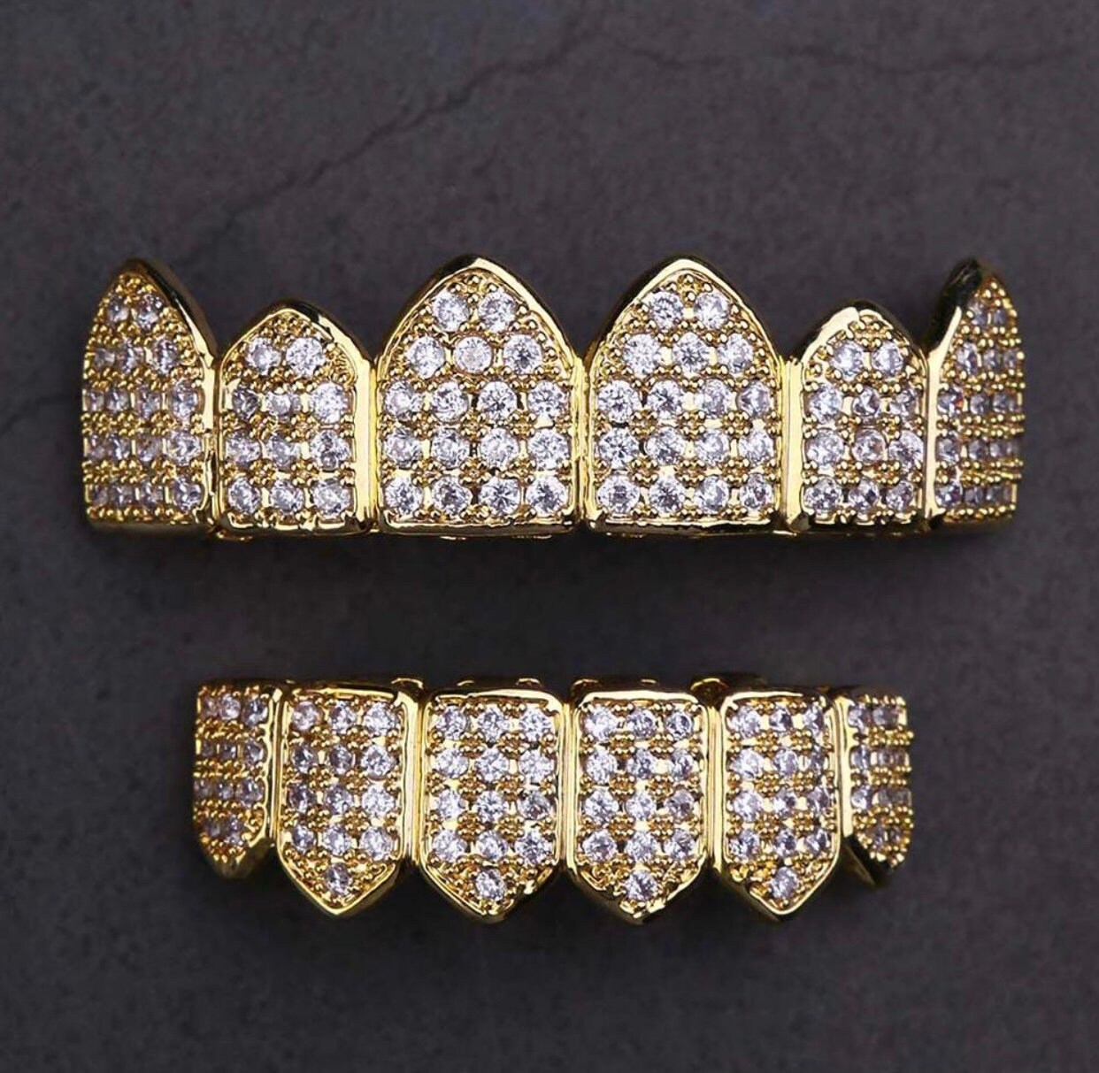 Iced Out Grillz Teeth Set 14K Gold Plated Micro Pave VVS 5A Etsy
