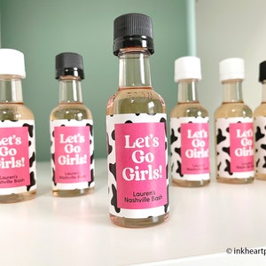 Cowgirl Bachelorette Party Favors, Nashville Girls Trip, Lets Go Girls, Shooter Bottles, Mini Liquor Bottle Labels, EMPTY DIY Kit 12 bottles