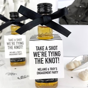 Take a Shot We're Tying the Knot Mini Bottle Tags, Personalized Wedding Favors, Engagement Party and Rehearsal Dinner Favors (Set of 12)