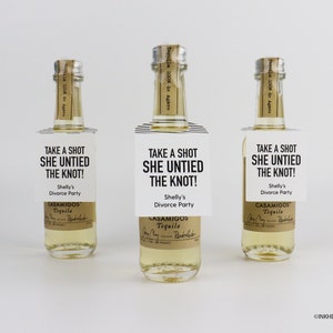 Divorce Party Favors: Mini Liquor Bottle Tags (Set of 12)
