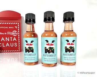 Bottoms Up Santa Mini Liquor Bottle Labels: DIY Kit (12 Bottles)