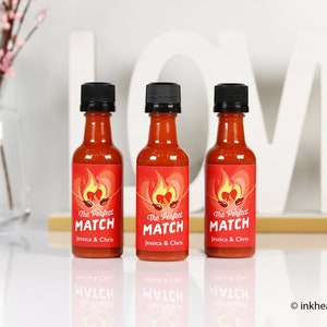 The Perfect Match, I Do BBQ Favors, Wedding Engagement Party Gifts, Hot Sauce Bottle Labels, Mini Liquor Bottles, EMPTY DIY Kit 12 bottles