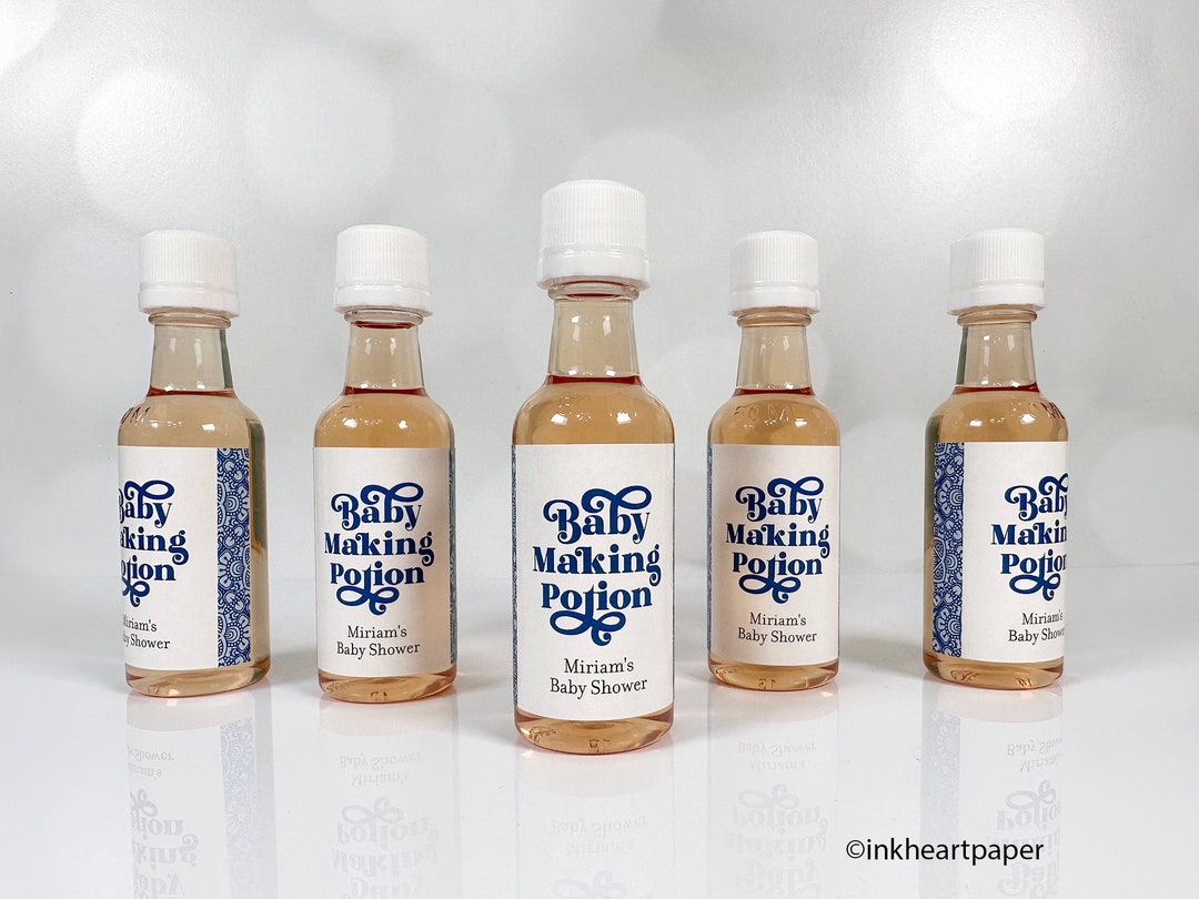 Baby Shower Favors, Baby Making Potion Favor Labels, Mini Liquor Bottle ...