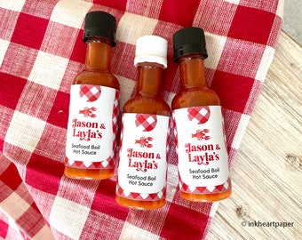 Seafood Boil Party Favors: Personalized Mini Hot Sauce Bottles DIY Kit