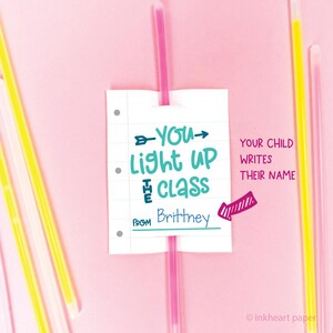 Cartes de Saint-Valentin imprimables pour l'école, Saint-Valentin, cadeau pour enfants sans sucrerie, cartes lumineuses pour enfants