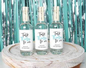 Talk Thirty To Me 30th Birthday Labels Miniature Liquor Bottle Labels Mini Tequila Birthday Labels Set of 12 Shot Bottle Birthday Gifts