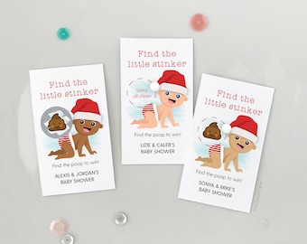 Christmas Baby Shower Scratch Off Game: Find the Little Stinker, 12 Players
