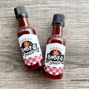 BabyQ Sauce Bottle with Labels, Baby Shower Barbecue Sauce Bottle Favor, Personalized Mini BBQ Sauce Bottles, EMPTY DIY Kit 12 bottles