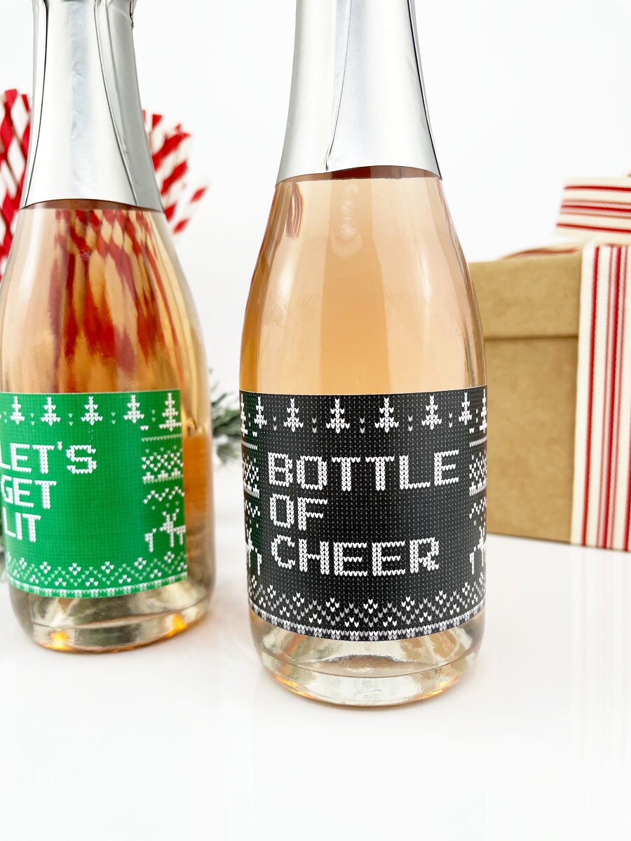 Ugly Sweater Christmas Mini Wine and Champagne Bottle Label Stickers –  Paper Cute Ink