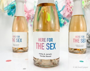 Personalized Gender Reveal Mini Wine Bottle Labels - Set of 10
