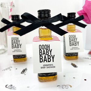 Oooh Baby Baby Mini Bottle Tags, Personalized Baby Shower Favors, Baby Shower Liquor Favors, Baby Shower Prizes, Guest Gifts (Set of 12)