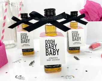Personalized Baby Shower Mini Liquor Bottle Tags (Set of 12)