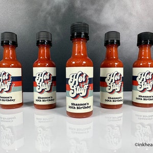 Personalized Mini Hot Sauce Bottle Labels: Birthday Party Favors DIY Kit