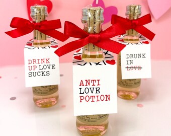 Etiquetas de regalo de San Valentín de tres en raya: Regalos para el Día de Galentine (juego de 12)