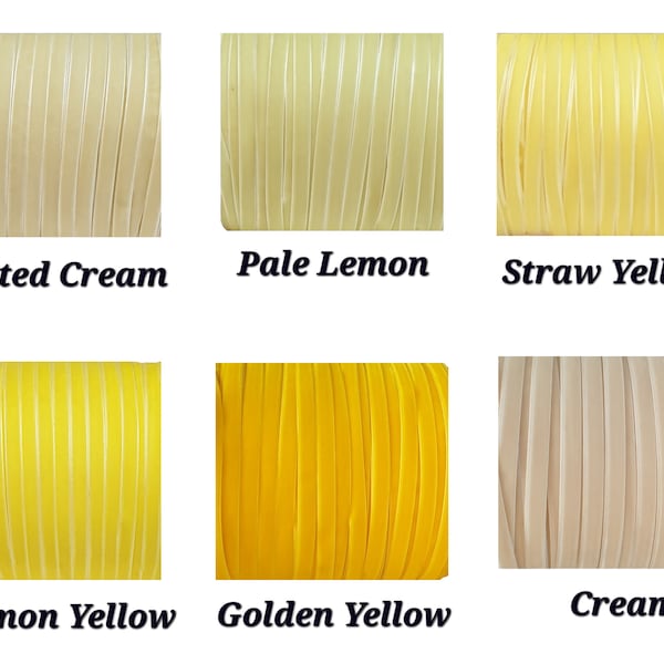 Ruban velours de luxe jaune crème 10 mm