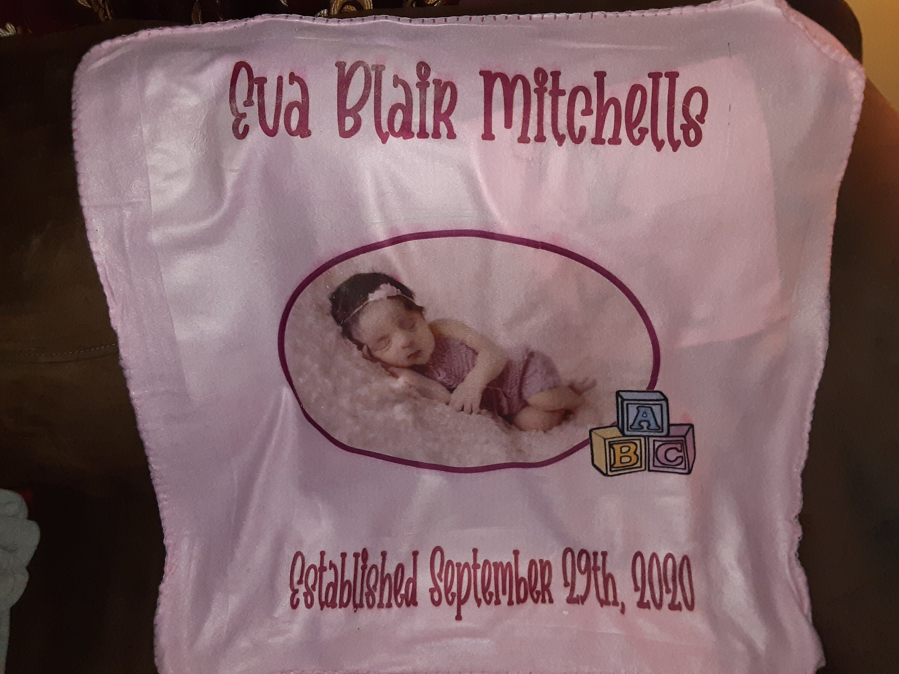 Customized Baby Blanket with picture name and date of birth Etsy