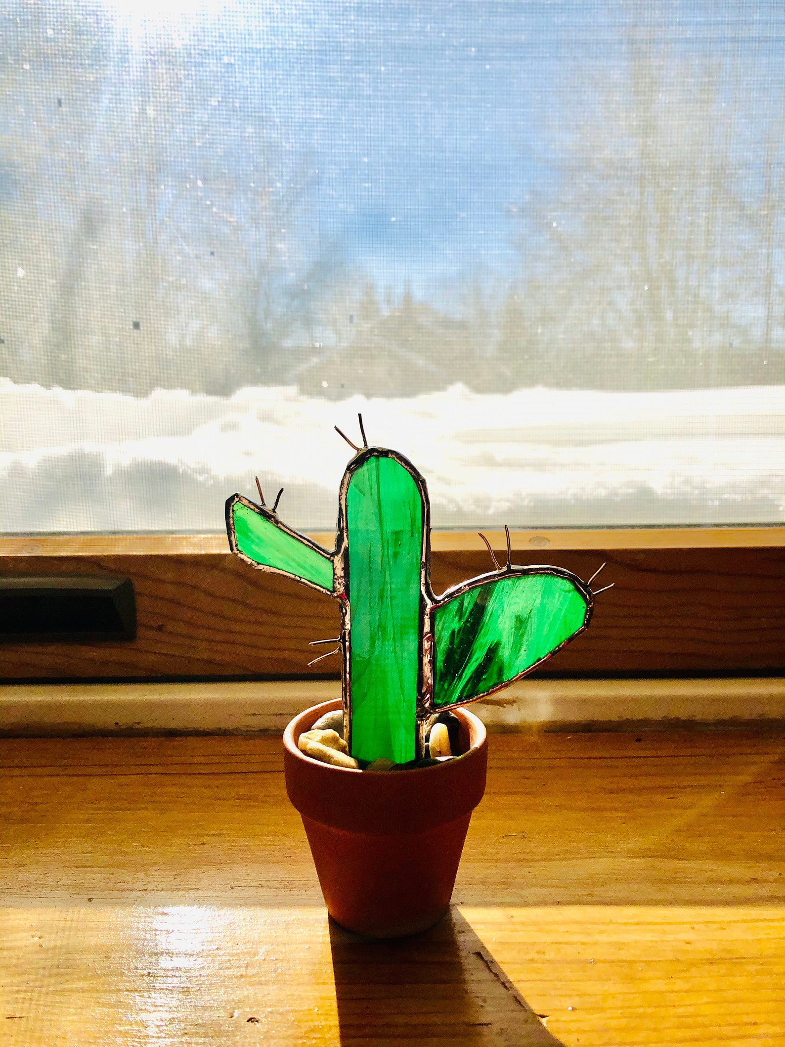 Potted Stained Glass Cactus Etsy