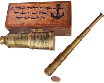 Personalized Engraved Handmade Nautical Telescope Custom Telescope With Free Wooden Box 14xVictorian Marine Telescope with Engraved wood Box