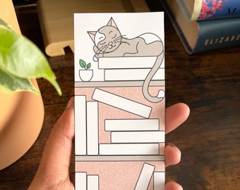 Cat Bookshelf Bookmark: Printable Reading Tracker (PDF)