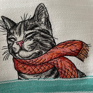 Tea Towel Cat in Scarf