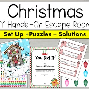 Christmas Escape Room, DIY Christmas Escape Room Game, Printable Puzzles, Family Game, Escape Room Party Game, DIGITAL DOWNLOAD.