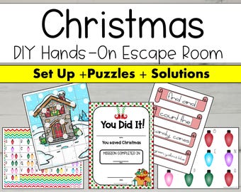 Christmas Escape Room, Printable Puzzles, Family Game (Digital Download)
