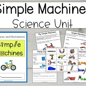Einfache Maschinen, Wissenschaft, wissenschaftliche Arbeitsblätter, druckbare wissenschaftliche Einheit für Kinder, Strukturen und Mechanismen, digitaler Download