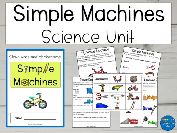 simple machines science science worksheets printable etsy