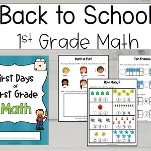 Back to School, Math for Kids, First Day of School, Kindergarten Review, Summer Review, First Grade Math, First Grade, DIGITAL Download