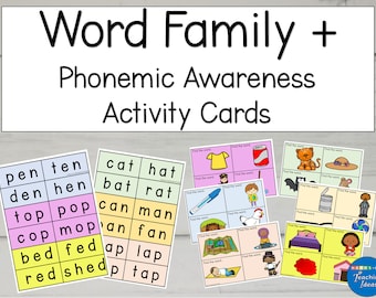 Phonics Word Family Cards: Rhyming Games, Kindergarten (Digital Download)