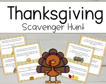 Thanksgiving Scavenger Hunt, Indoor Treasure Hunt, Turkey Dinner Game, DIGITAL DOWNLOAD