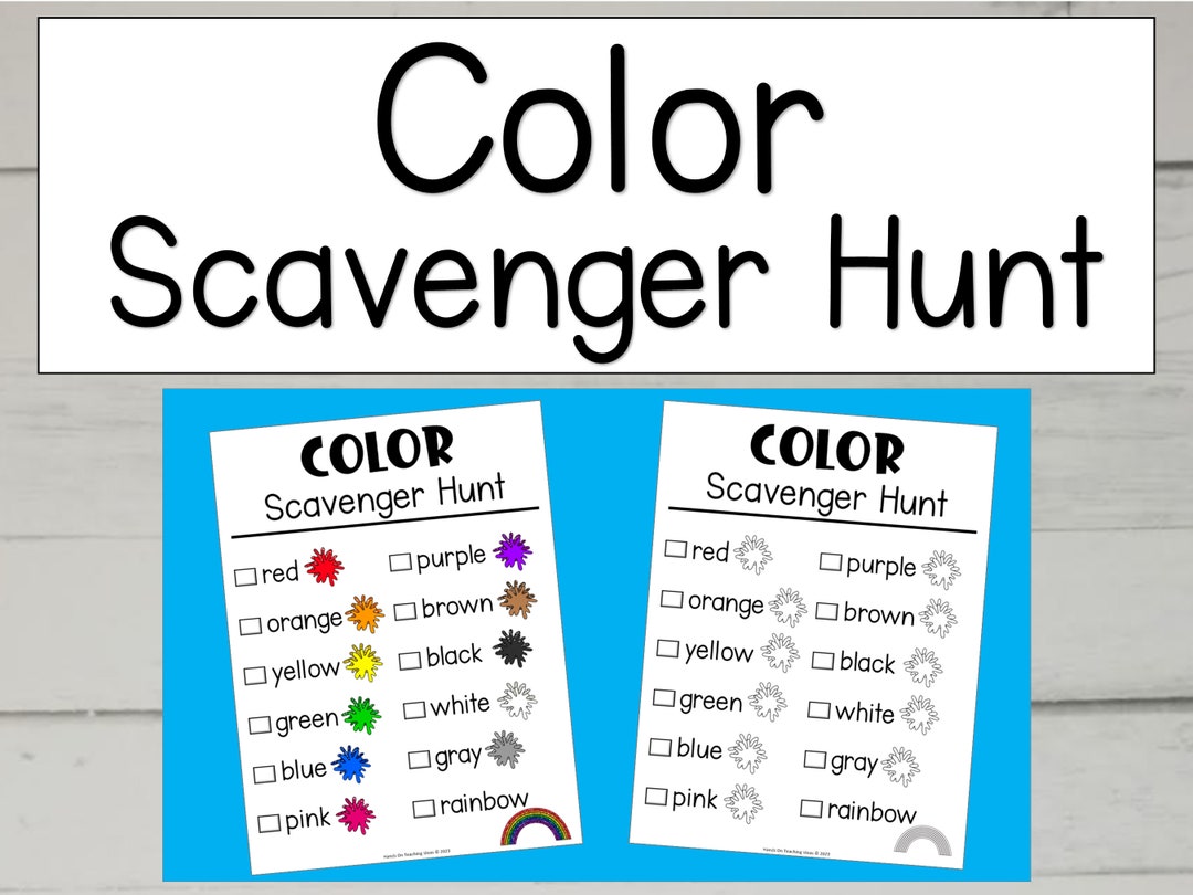 Scavenger Hunt Color, Color Scavenger Hunt, Treasure Hunt for Kids, Art