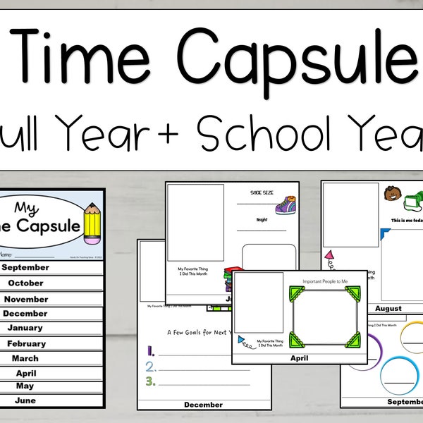 All About Me, Time Capsule, Printable Activity, Flipbook, Kids time Capsule, 10 and 12 Month Time Capsule Booklet, DIGITAL