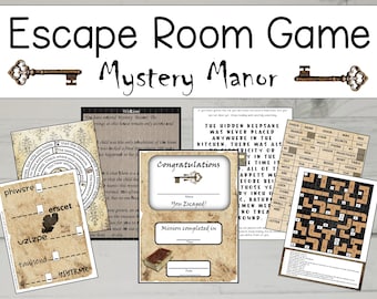 Mystery Manor Printable Escape Room Game (Digital Download)