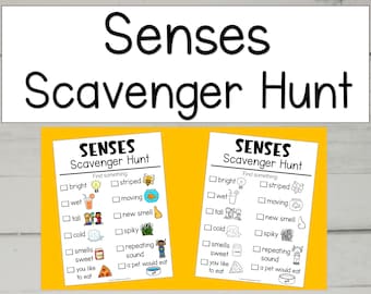 Scavenger Hunt Senses, Senses Scavenger Hunt, Treasure Hunt for Kids, Five Senses Scavenger Hunt, Scavenger Hunt for Kids, DIGITAL DOWNLOAD